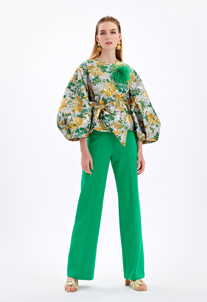 Choice High Waist Wide Legs Trousers Green