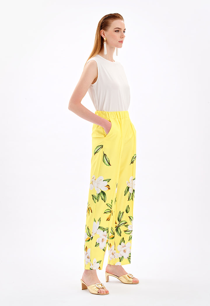 Choice Floral Print Long Pants Yellow Print