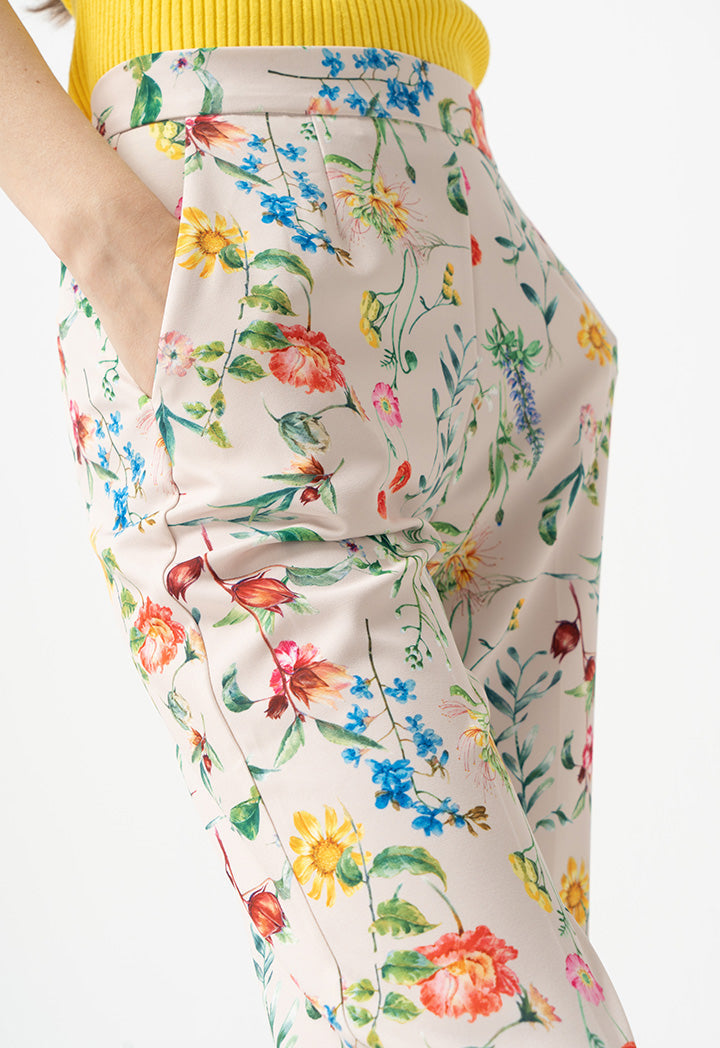 Choice High-Waist Printed Floral Trousers Print