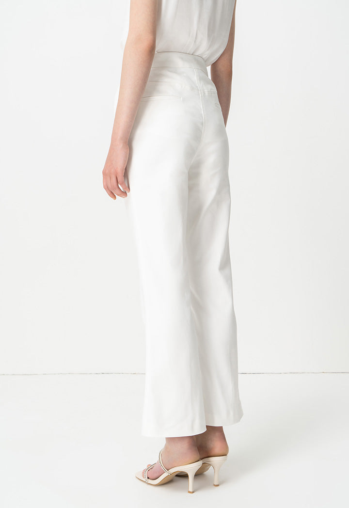 Choice Single Tone Straight Legs Pintuck Trousers Offwhite