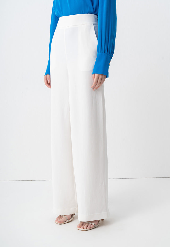 Choice Solid High-Waist Trousers Offwhite