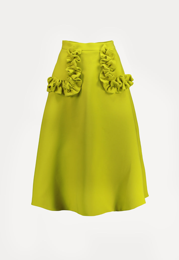 Choice Ruffled Pocket Skirt Lime