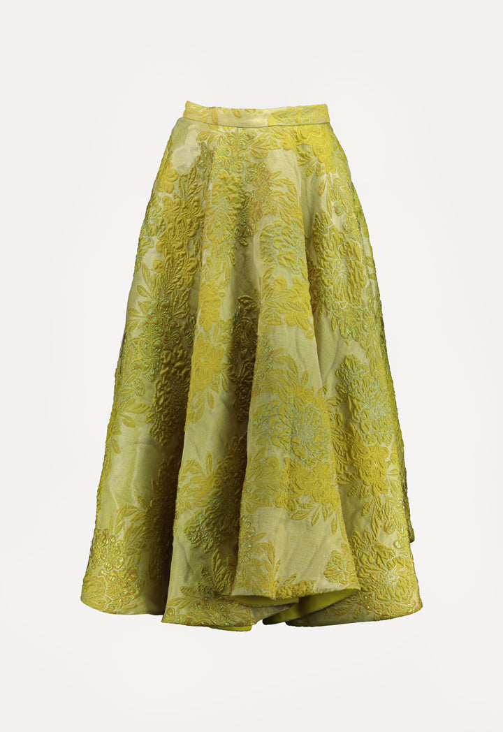 Choice Wide Jacquard Skirt Lime