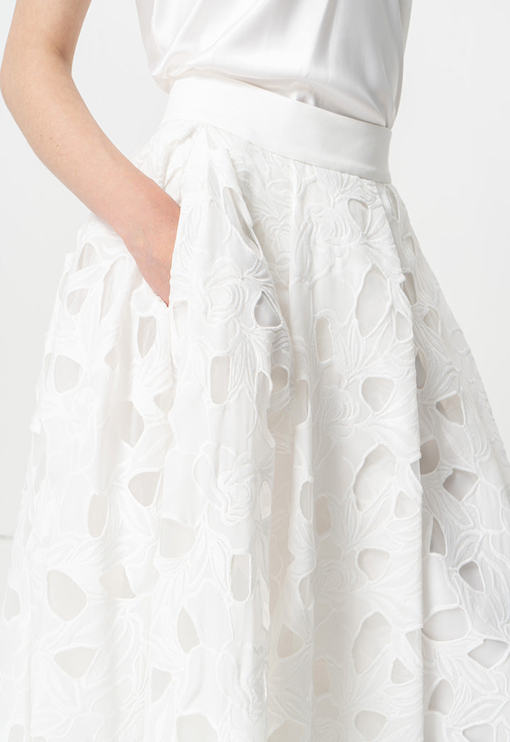 Choice Solid Organza Maxi Skirt Offwhite