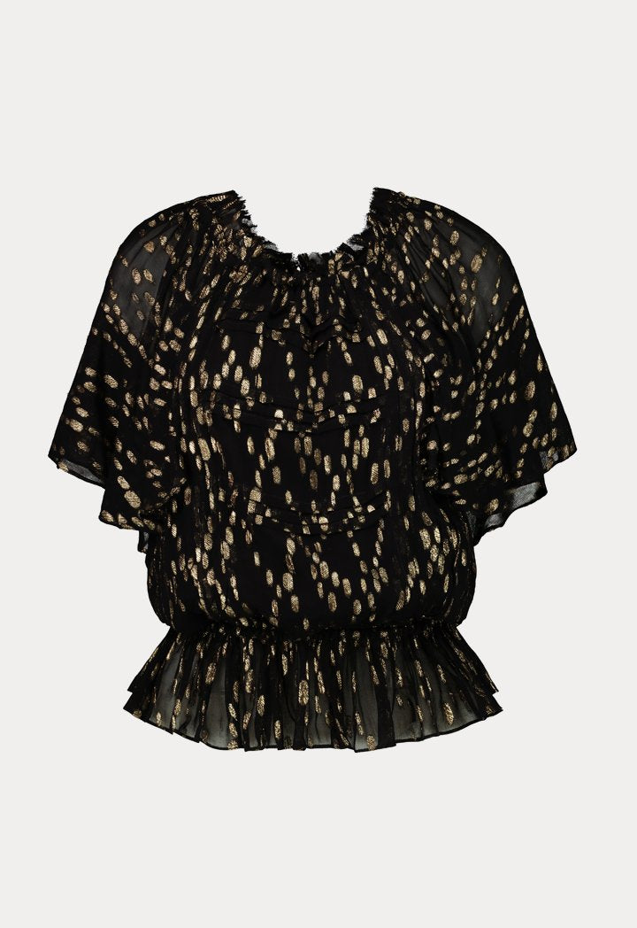 Choice Lurex Chiffon Blouse Black - Wardrobe Fashion