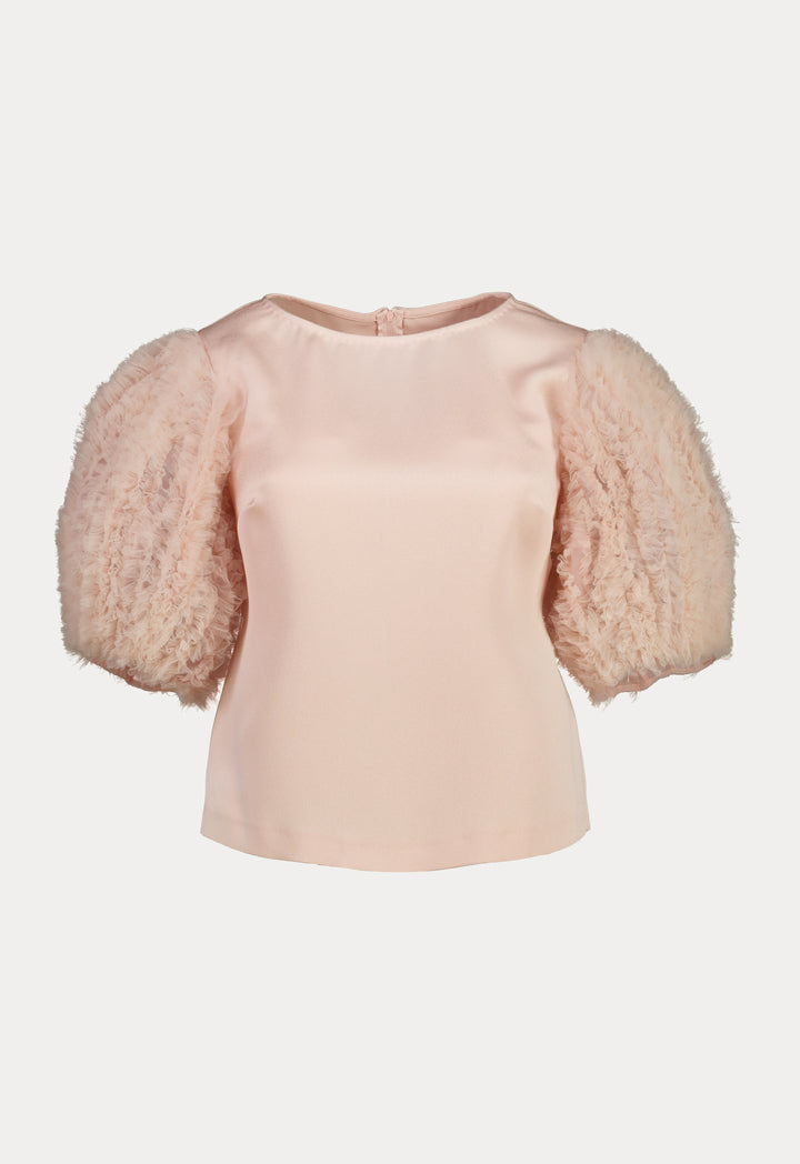 Choice Ballon Puff Sleeves Blouse Blush