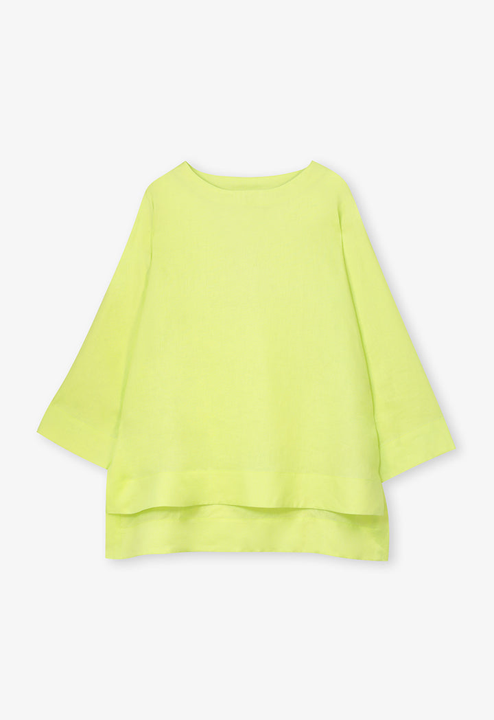 Choice Solid Long Sleeve Blouse Lime