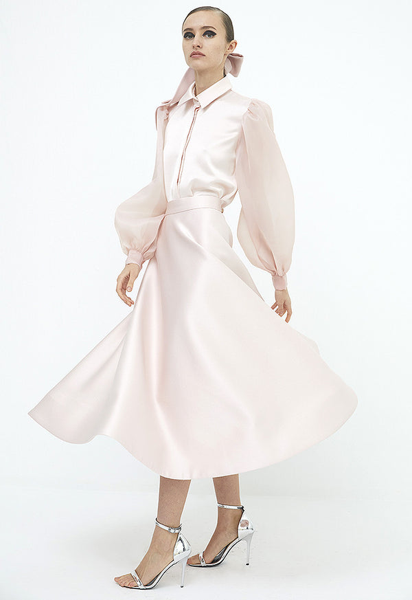 Choice Organza Sleeves Shirt Blush