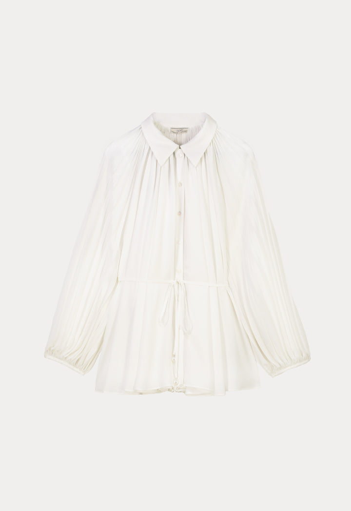 Choice Solid Shirt With Pleated Details Off White