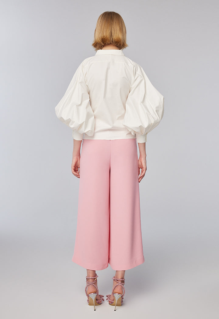 Choice Puff Sleeves Solid Blazer Offwhite