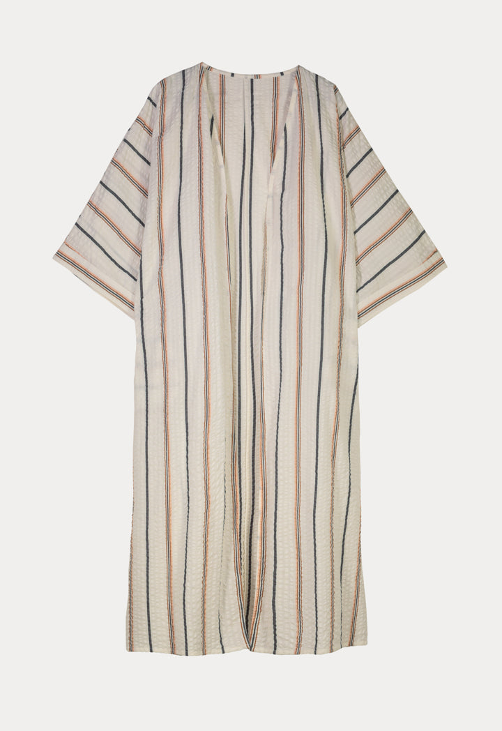 Choice Open Front Striped Maxi Kimono-Ramadan Style Multicolor