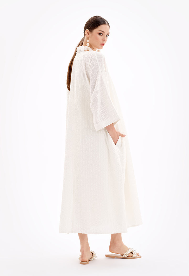 Choice Maxi Textured Open Front Kimono-Ramadan Style Off White