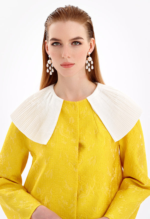 Choice Pleated Collar Outerwear Yellow