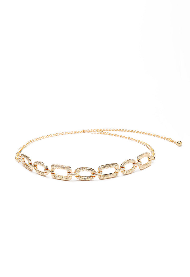 Choice Gold Tone Brass Curb Solid Chain Waist Belt Gold