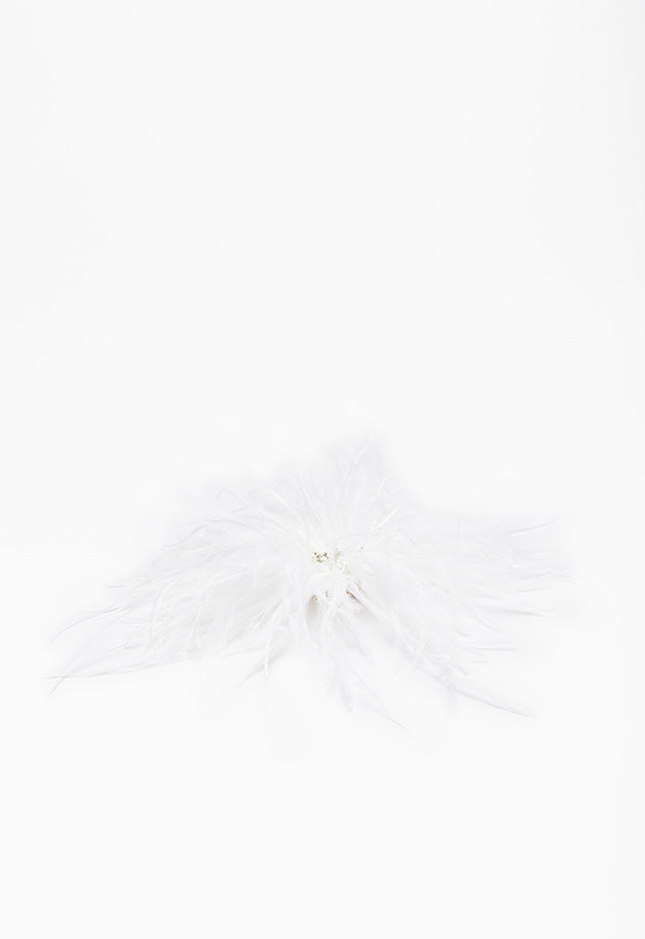 Choice Solid Feather Crystal Stud Clip  White