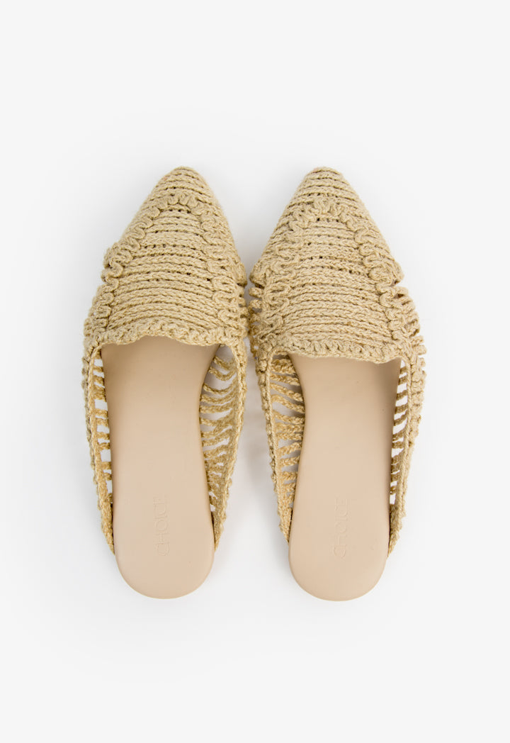 Choice Woven Braided Flat Mules Beige