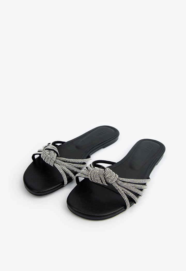 Choice Embellished Slip On Sandals Black