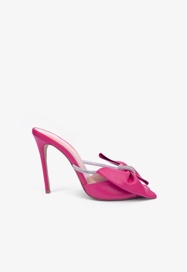 Choice Open Toe Crystal Bow Heels Fushia