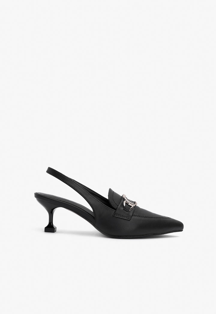 Choice Pu Leather Sling Heels Black