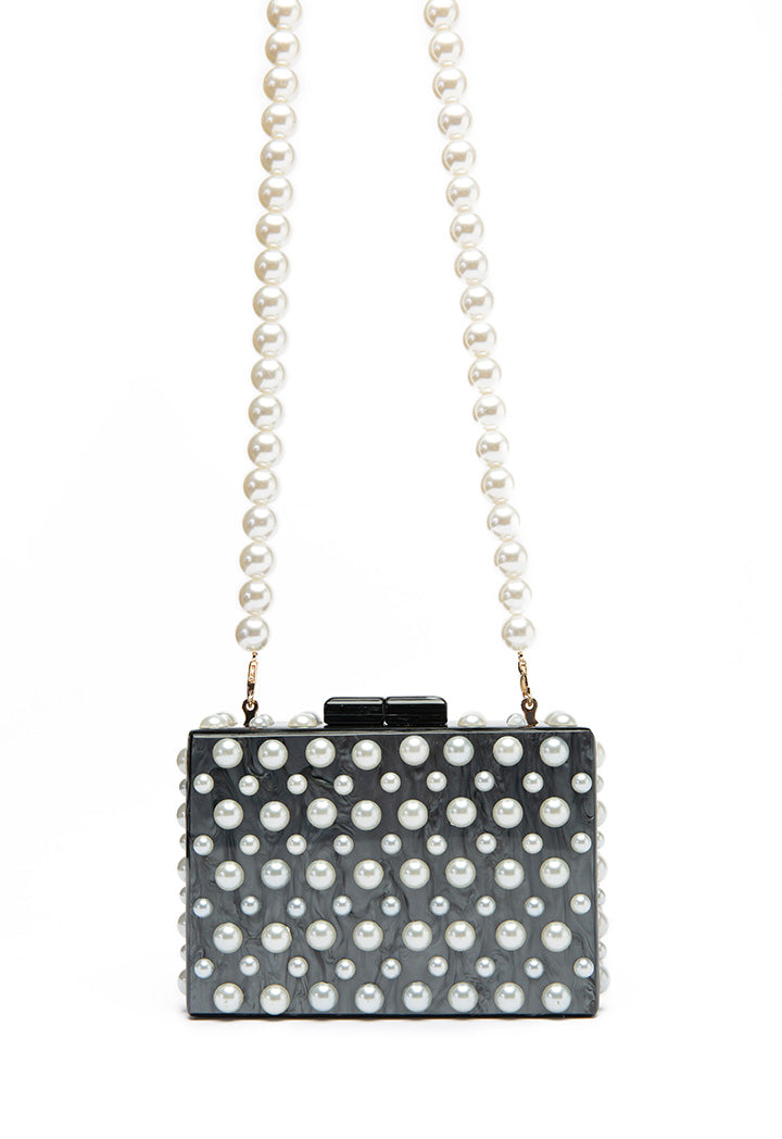 Choice Pearly Resin Clutch Bag Black