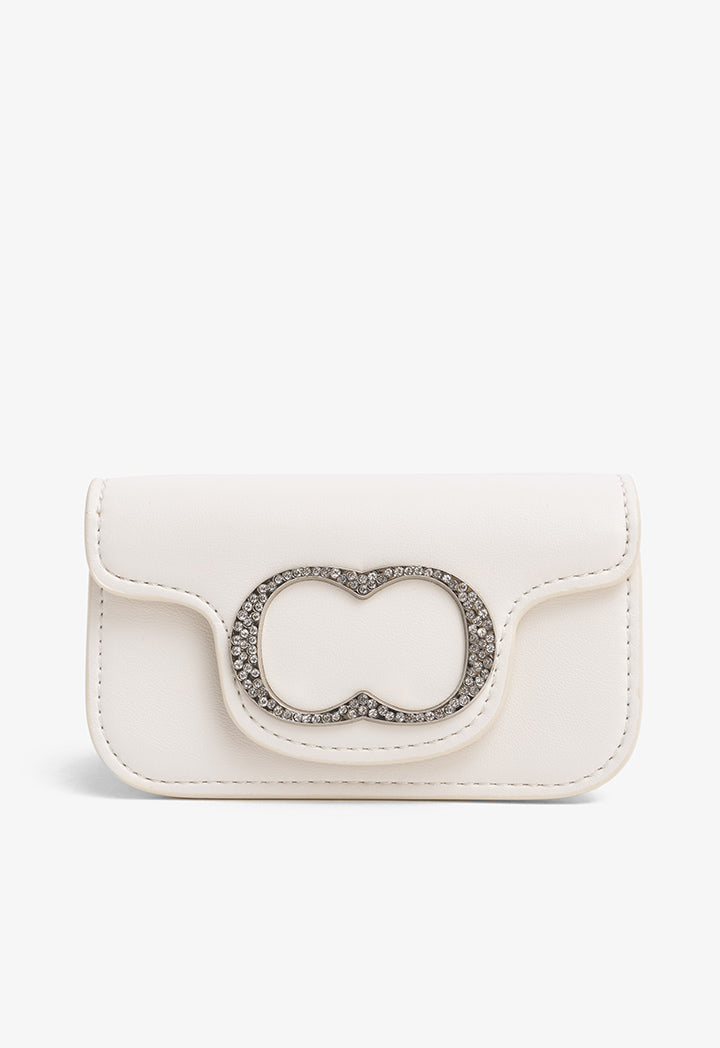 Choice Crystal Monogram Mini Cross Body Bag Cream