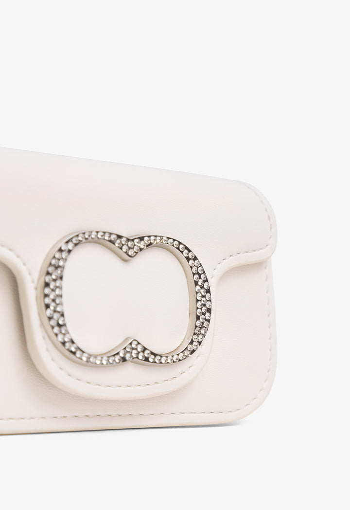 Choice Crystal Monogram Mini Cross Body Bag Cream