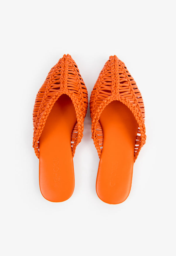 Choice Kids Braided Woven Flat Mules Orange