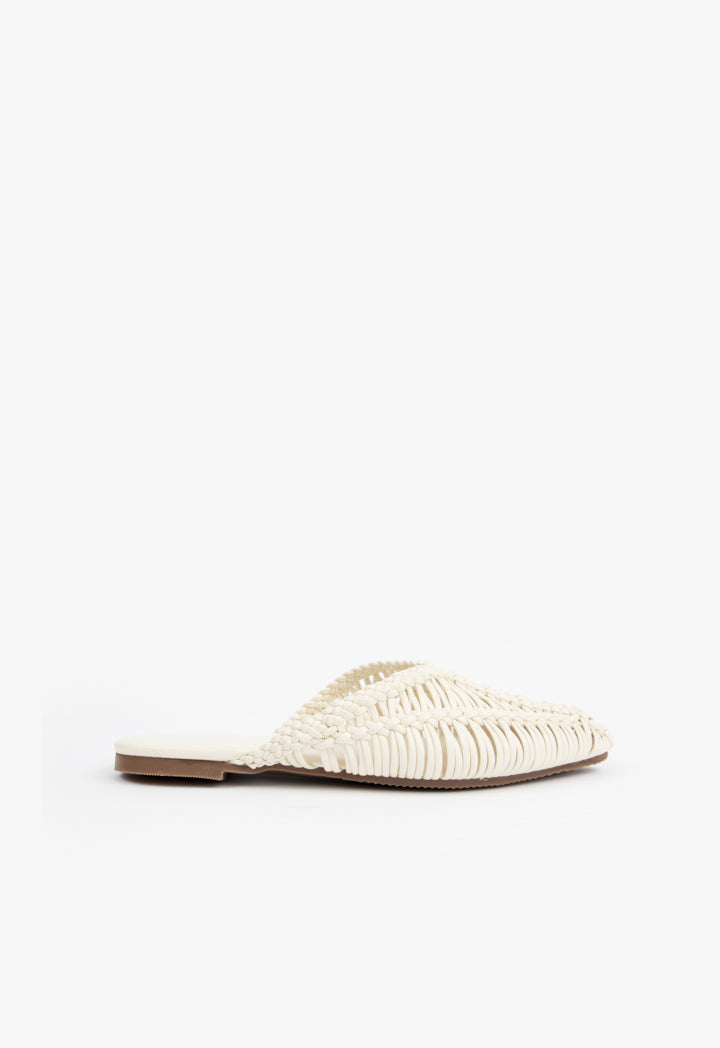 Choice Kids Braided Woven Flat Mules White