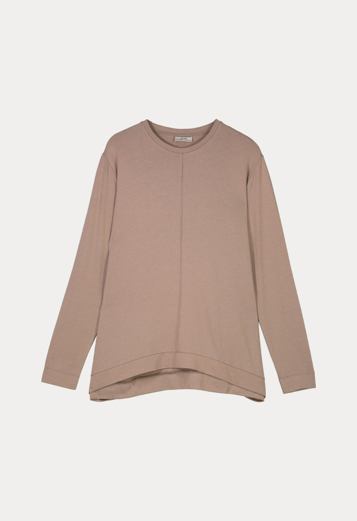 Choice Comfy Knitted Long Sleeve Blouse Taupe