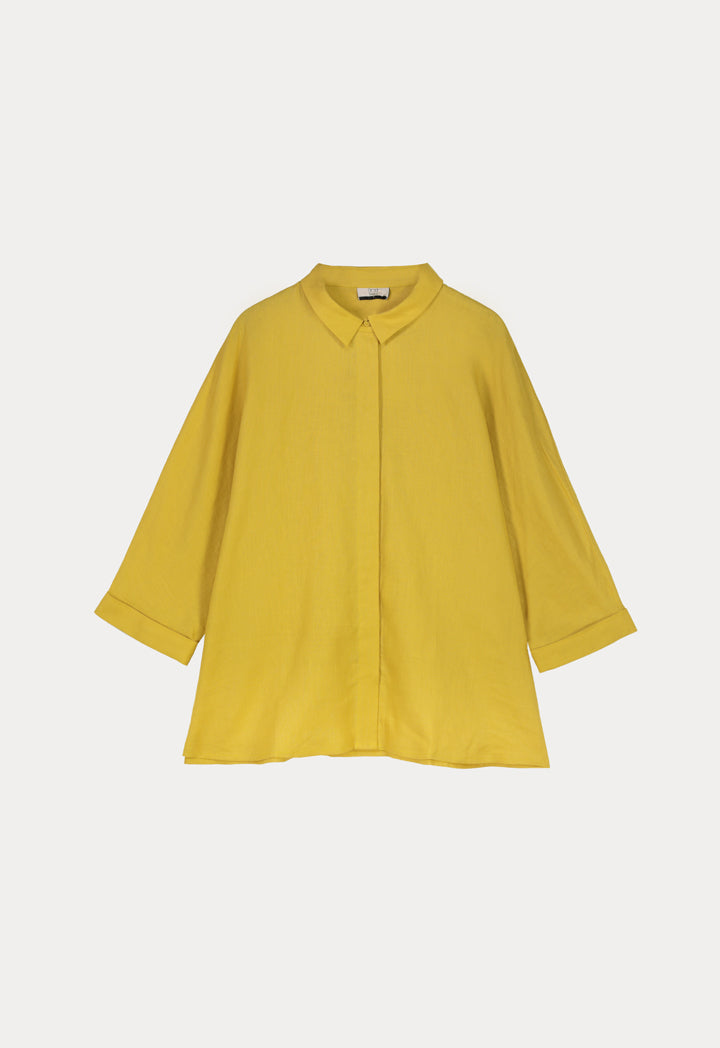 Choice Collared Concealed Buttons Oversized Shirt Moss