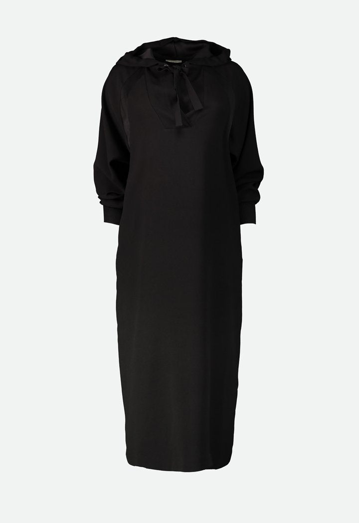 Choice Hooded Crepe Dress Black