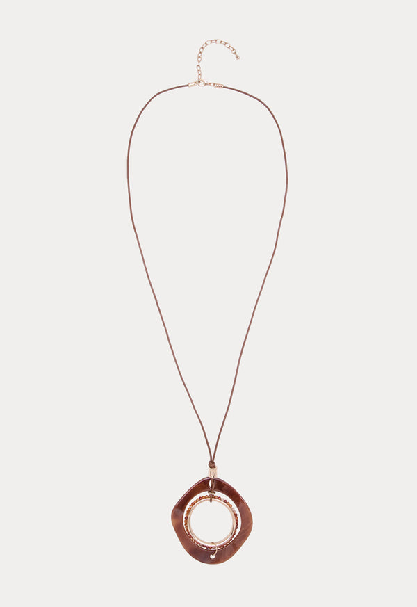 Choice Hoop Resin Pendant Necklace Brown