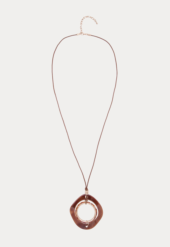 Choice Hoop Resin Pendant Necklace Brown