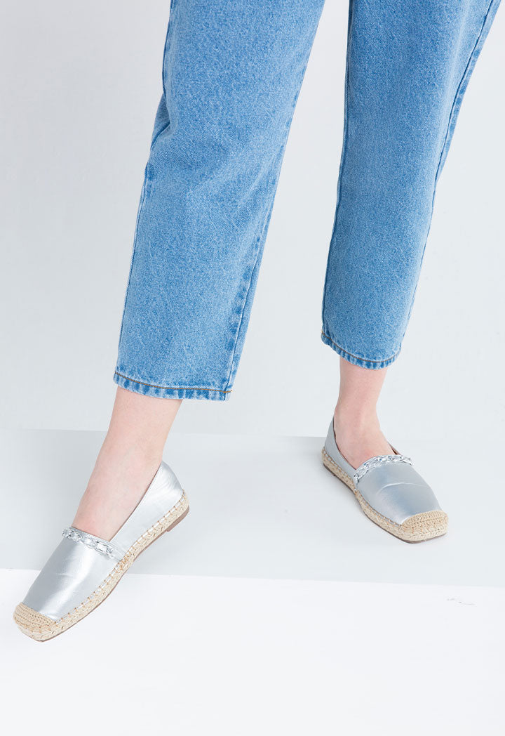 Choice Chain Link Top Strap Mule Espadrille  Silver