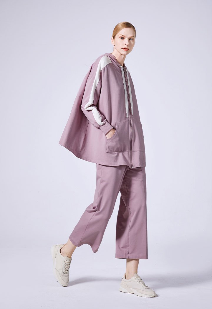 Choice Long Sleeve Hoodied Jacket Light Lilac-Offwhite