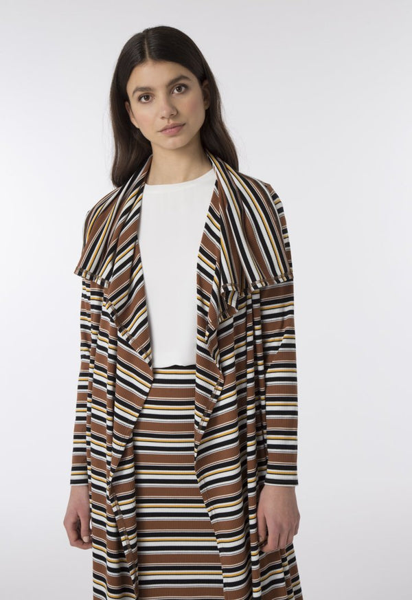 Choice Drape Collar Ribbed Outerwear Multicolor