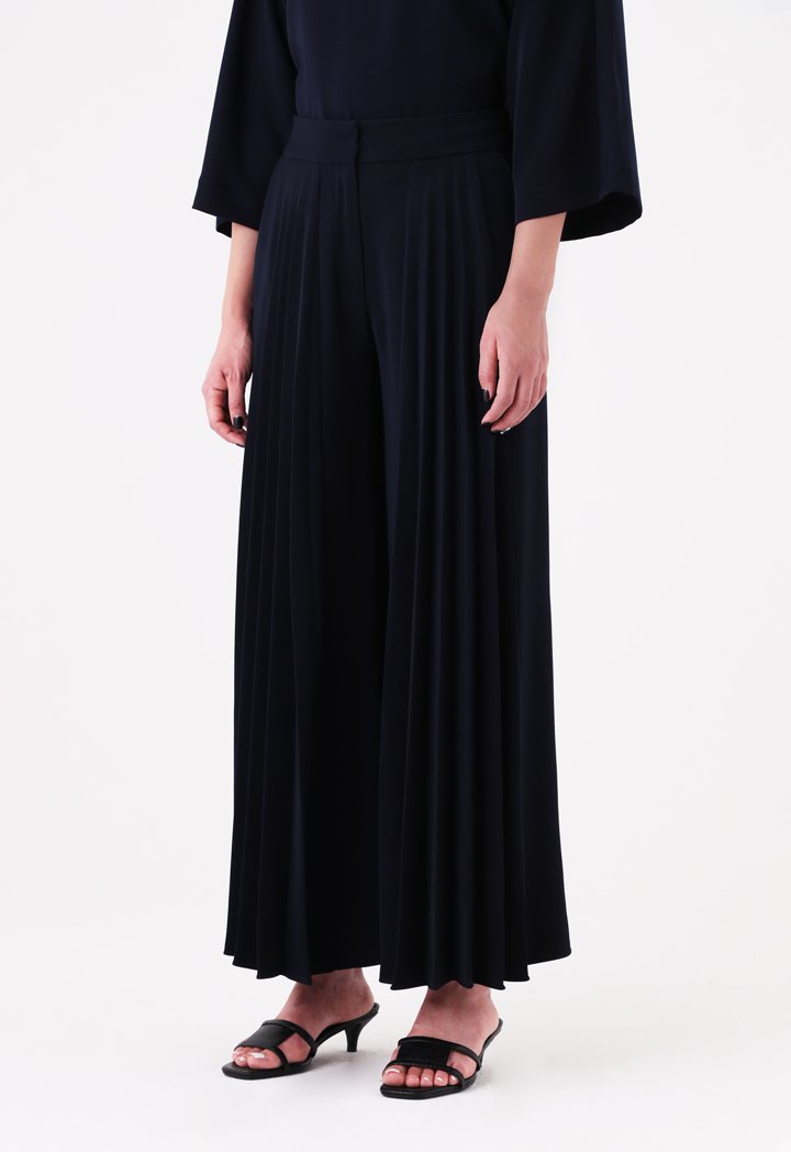 Choice Front Pleated Wide Leg Trouser Navy