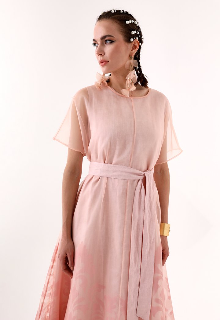 Choice Printed Organza Maxi Dress Blush