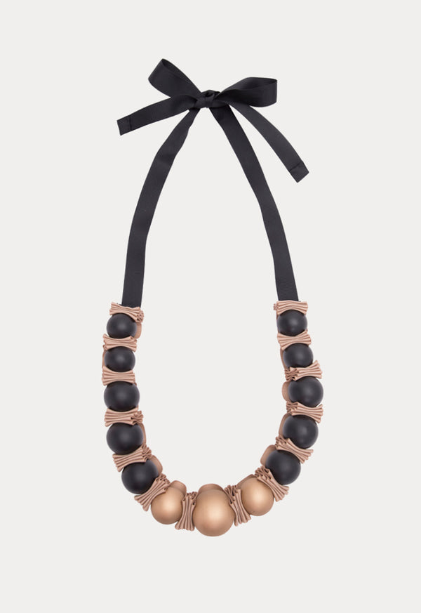 Choice Chunky Ball Bead Necklace Black W - Gold