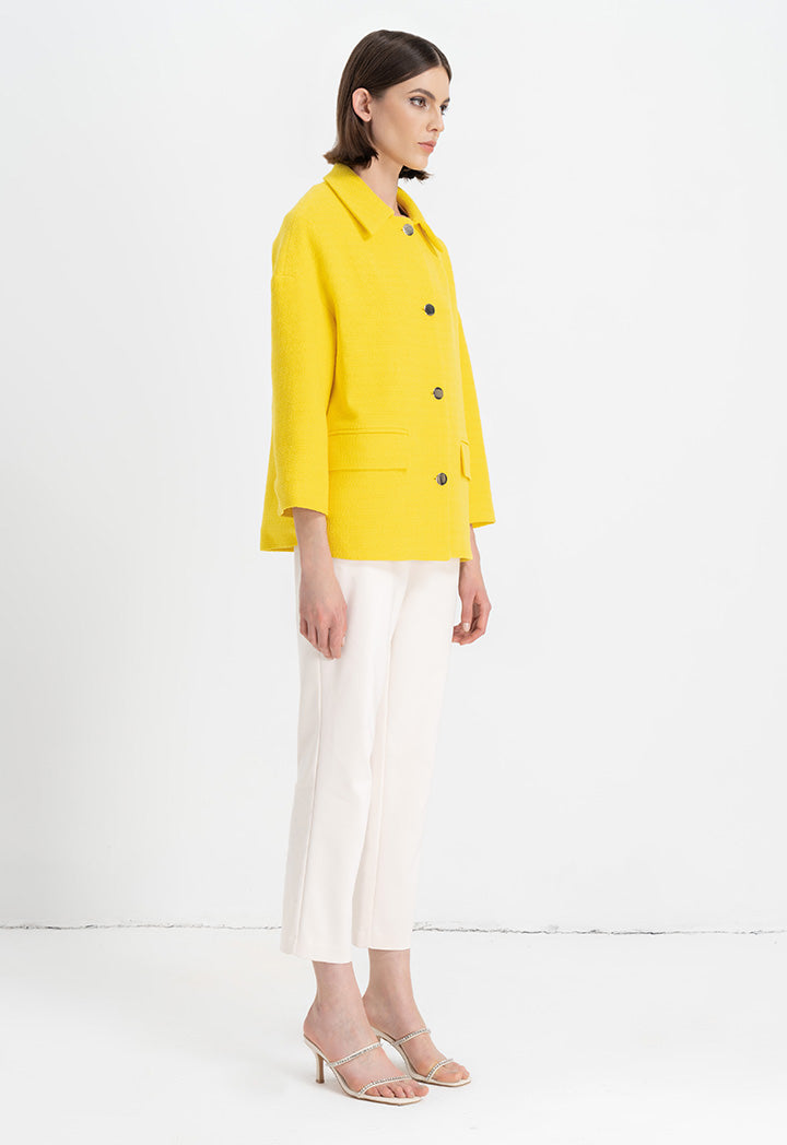 Choice Drop Shoulder Solid Jacket Yellow