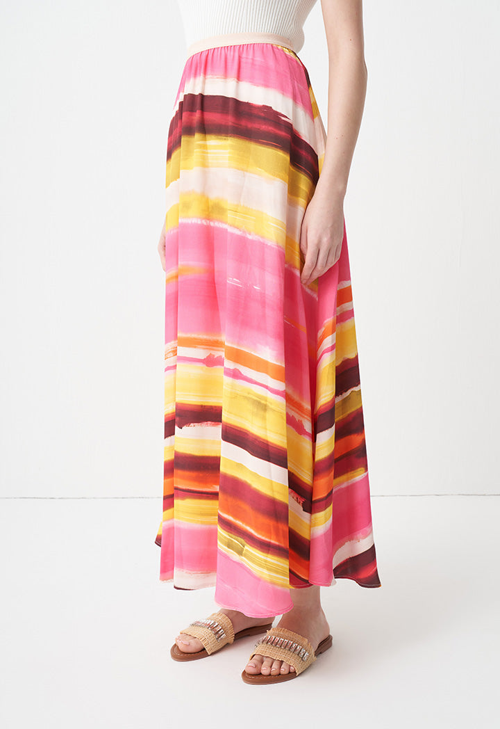 Choice Printed Flared Maxi Circle Skirt Multicolor