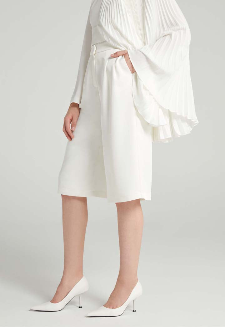 Choice Solid Culottes With Pocket Detail Off White