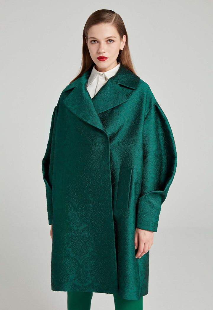 Choice Wide Textured Jacket Green