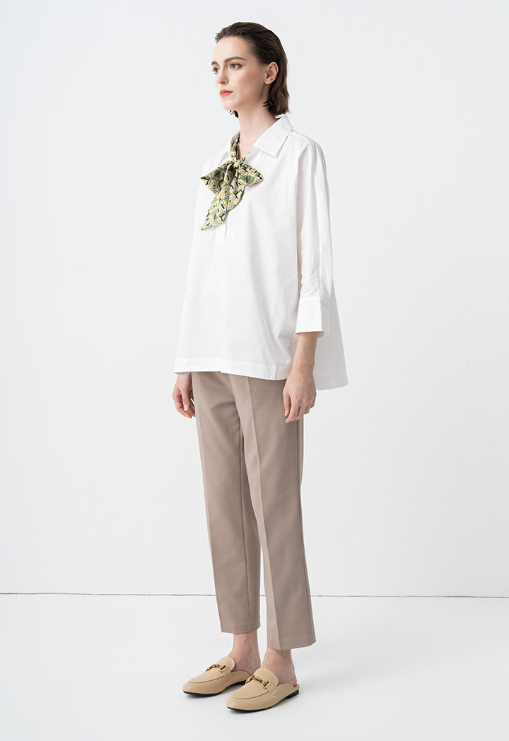 Choice Basic Three-Quarter Sleeves Blouse Off White