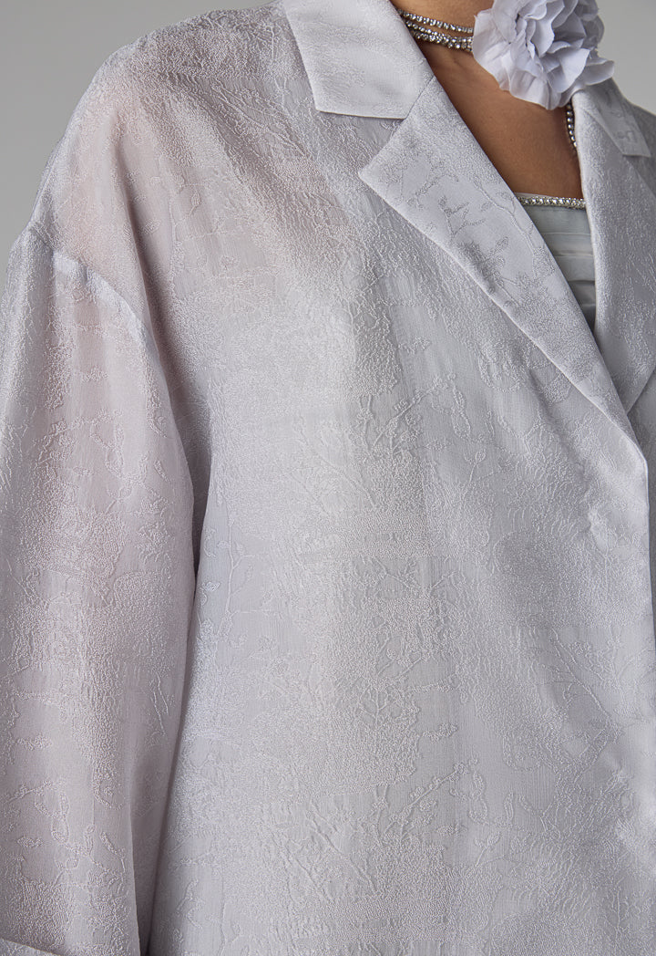 Choice Solid Textured Oversized Abaya Grey