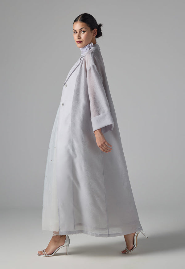 Choice Solid Textured Oversized Abaya Grey