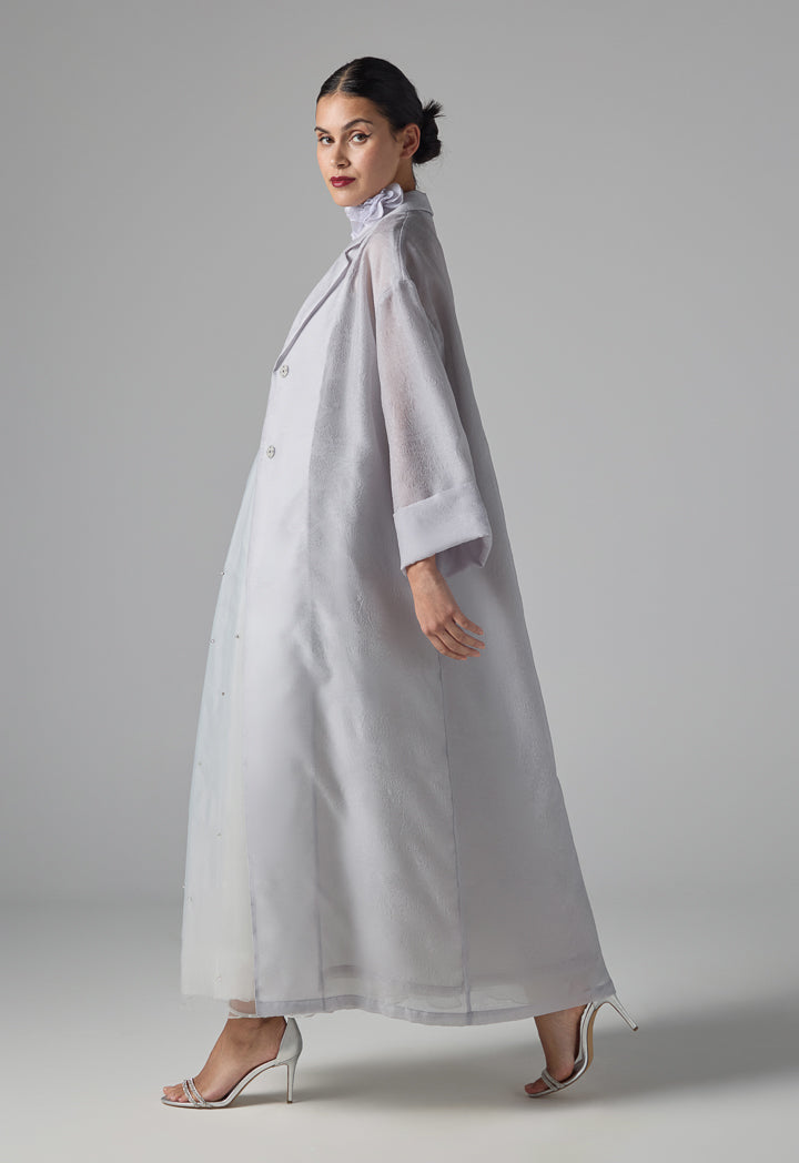 Choice Solid Textured Oversized Abaya Grey