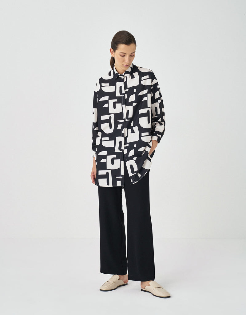 Kk Design All Over Abstract Printed Shirt Black