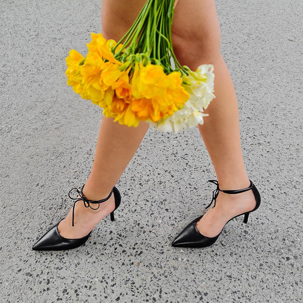 Neslihan Canpolat Leather Lace Up Stiletto Black