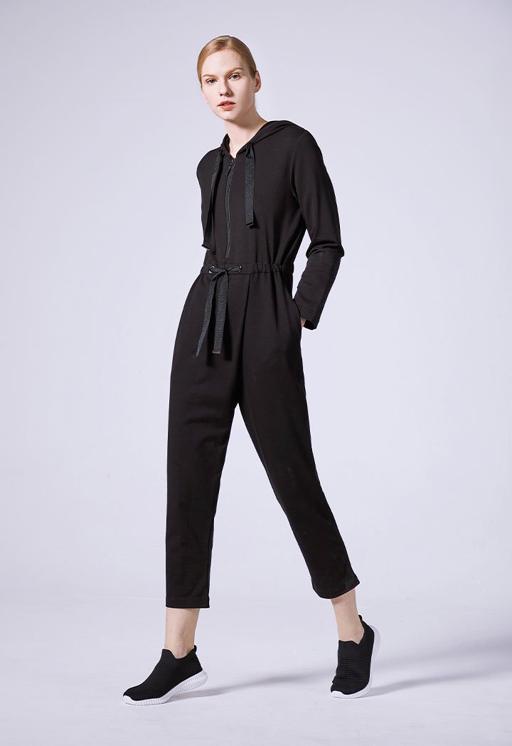 Choice Long Sleeve Hoodie Jumpsuit Black